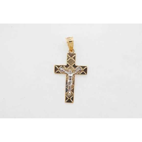Jewelry - Estate 14k Yellow Gold Cross Charm Pendant Vintage Style